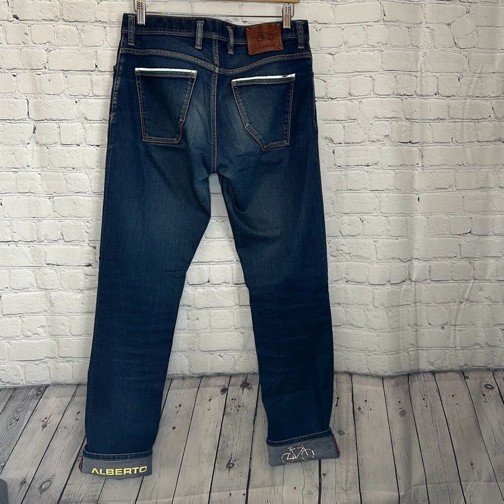 Alberto 'Bike' Regular Slim‎ Fit Men's Blue Denim Jeans Size 32x34 Cycling Jeans